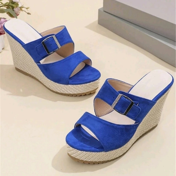 2024 New Spring Summer Women Sandals Fish Mouth Wedge Heel Platform Velvet - Picture 7 of 8